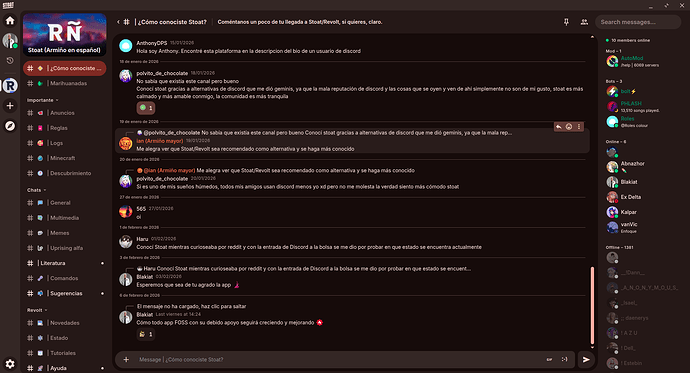 stoat chat which used to be revolt but now its stoat
it looks very material you