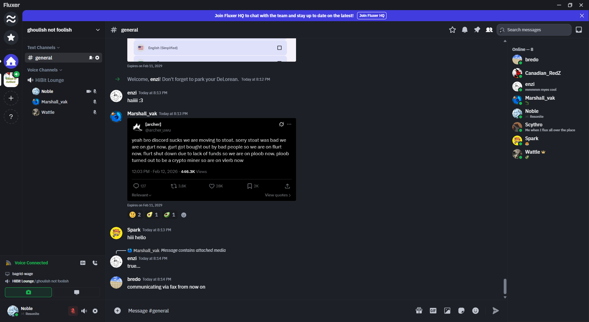 fluxer which looks a lot like discord and for some reason a lot of people are going to